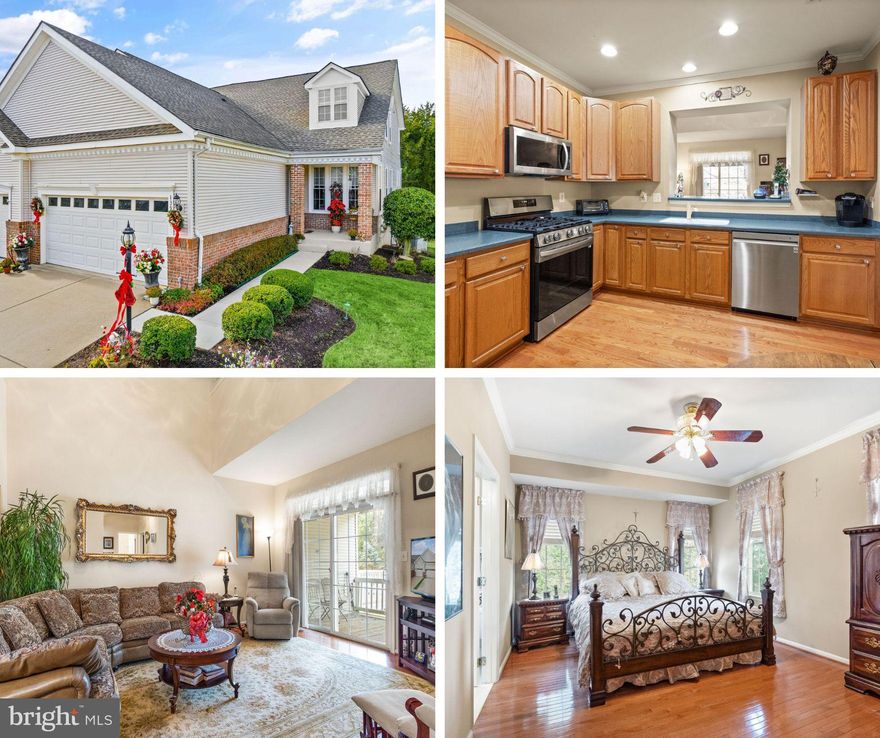 Welcome to this wonderful home in sought after Heritage Hunt 55+ Active Adult Gated Golf Community.  This 3 Bedroom, 3 Full Bath, 2 Car Garage home boasts an array of upscale features.  Elegant Hardwood Flooring throughout the Main level. Enter through the welcoming Front Porch and inviting Foyer.  Delight in preparing meals in a spacious eat-in Gourmet Kitchen equipped with Corian countertops, high-quality Stainless Appliances, and gas cooking. Recessed lighting adds to the ambiance, making this kitchen both functional and stylish. Host memorable dinners in the Formal Dining Room enhanced with Crown Molding, Chair Rail and a stunning Ceiling Medallion. Relax in a spacious Living room, adorned with a Cathedral ceiling, creating an airy and grand atmosphere. The room flows seamlessly onto a covered deck, perfect for enjoying the outdoors.  Retreat to the Main Level Primary Bedroom featuring Crown molding, a walk-in closet, and an en-suite Primary Bath with a shower, offering a private sanctuary of comfort.  Flexible Library/Office space for work or leisure, Hall Full Bath and Laundry/Mud room completes this well-appointed level.  The Upper level features a 2nd Living room with an overlook to the lower level, Two lighted filled Bedrooms with Crown moldings and Ceiling Fans and full hall Bath ensure comfort for family and guests.  Lower level offers space for extra storage, space for additional rooms and a rough-in for a full Bath along with a walk out to the Rear Yard, slate Patio and Fenced Rear Yard.  Home has been Professionally Landscaped and features underground sprinklers.  It’s a must see!  HVAC, Furnace & Heat Pump, Refrigerator, Stove & Microwave 2022. Dishwasher, Washer & Dryer 2021, Roof 2019.  Community features Clubhouse, Indoor & Outdoor Pools,  18-hole Arthur Hills golf course, Fitness Center, Tennis courts, Bocce courts, Pickleball Courts and so much more.  Conveniently located minutes to I-66, restaurants, shopping, grocery, and Medical Center.  A great place to call home!