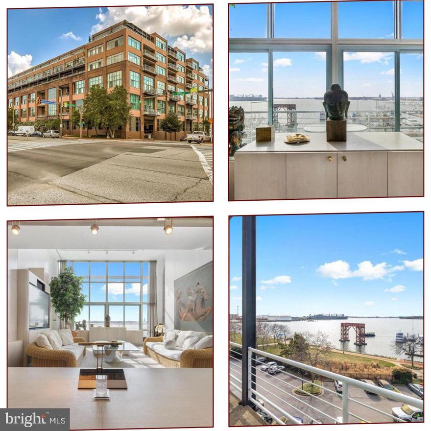 Step into luxury with this top-floor loft unit in Canton Cove, undoubtedly one of the most desirable locations in Baltimore. This unique two-level condominium offers breathtaking, eye-level water views of Fort McHenry from every major room and its panoramic deck—a view so exclusive, all ships entering or exiting the Inner Harbor pass directly in front of your floor-to-ceiling glass walls.

This rare gem features a spacious open floor plan that spans over 2,184 square feet, complete with 3 bedrooms, 2 full baths, and 1 half bath. Each bedroom grants access to a covered patio running the length of the condo, perfect for enjoying the scenic cityscape. The master suite is a retreat of its own, located at one end of the condo for optimal privacy, with a large walk-in closet, soaking tub, and separate shower.

The living and dining areas are designed to impress, with expansive windows that capture stunning water views and fill the space with natural light. The gourmet kitchen is equipped with top-of-the-line Sub Zero appliances, ideal for both the casual cook and the culinary enthusiast.

Additional features include a "hidden" open loft space that can serve as an office, a utility room with extra storage options, and recently updated interiors with fresh paint and new carpeting. Two dedicated parking spaces are included—one covered and one outside—along with additional storage in the building’s basement.

Residents of Canton Cove enjoy 24-hour security and front desk service, a common roof deck with panoramic views, and a location that’s steps away from Canton waterfront park and within easy walking distance to fine dining and shopping. With easy access to I-95 and I-895, this condo offers both serenity and convenience in the heart of Canton.

One indoor and one out door parking space plus storage.

Whether you're entertaining guests, enjoying a morning coffee, or simply relaxing, this waterfront condo promises a lifestyle of ease and elegance. Embrace the opportunity to live in one of Baltimore's premier waterfront buildings—Canton Cove.