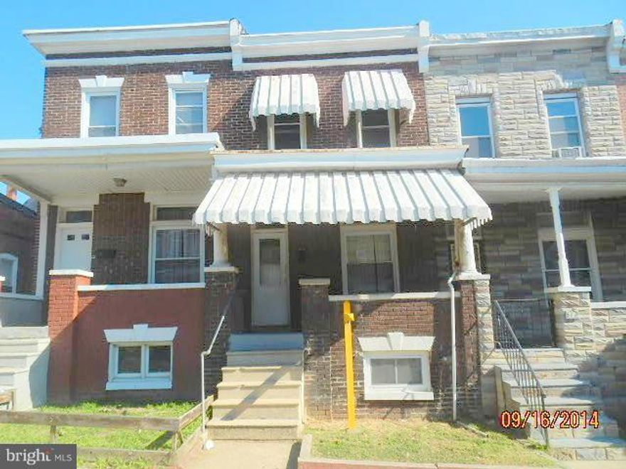 This is a Fannie Mae HomePath property.  Solid brick Rrow home features welcoming covered front porch, full walk-out basement for extra storage or living space, large kitchen, separate dining room, & generous room sizes.  Wood floors and original detail add character and charm.  Centrally located near I-83, major roads and shopping.