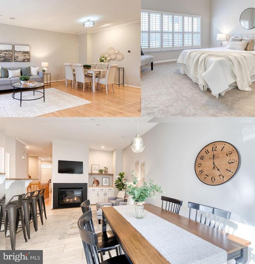 This beautifully updated four-level brick townhome in Governor’s Grant is as storybook as it sounds and looks! Located at 10211 Pembroke Green Place, the home welcomes you with arched windows, a charming iron-and-brick decorative gate, and a new front door with transom windows and a new storm door. Inside, hardwood floors span the main level, leading to a warm, thoughtfully updated luxury kitchen (2024) that anchors the back of the home. Enjoy the added ambiance there of a fireplace, breakfast bar seating, a pantry, and a newly renovated built-in nook—perfect for morning coffee and cookbooks alike. There’s ample space for a dining table here, and seamless access to the deck just off the kitchen, ideal for entertaining or everyday enjoyment. Wide louvered shutters complete the timeless aesthetic of this well-designed space. The main level also offers the sought-after convenience of a half bath for guests. Upstairs, you’ll find three spacious bedrooms with closets. The primary suite features vaulted ceilings and a generous en suite bathroom with dual sinks, a jetted soaking tub, and a separate shower. The hall bathroom, perfect to be shared by the additional bedrooms, includes a tub/shower combination. One level up, a versatile loft space with its own half bath provides endless possibilities—home office, playroom, second living area, library, or whatever best suits your needs! The lower-level basement offers new LVP flooring (2021), laundry replaced in 2018, abundant storage, and direct access to the two-car garage. Notable updates include a Level 2 EV charger in the garage, new carpet (2026), new AC exchange (2025), lower-level HVAC (2019), 2024 kitchen cabinets, flooring, and backsplash, a new refrigerator (2023), and a new stove (2018). Best of all, association coverage includes lawn care, mowing, snow removal, trash, recycling, water, and insurance—leaving you responsible only for a personal articles policy. A truly turnkey opportunity in a charming, well-maintained community.