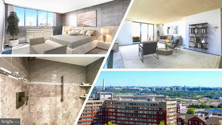 SELLER  SAYS SELL, BRING YOUR OFFER!  Don't miss the opportunity to reside in The Representative, an exquisite upscale condo nestled in the coveted heart of Pentagon City, providing 24-hour concierge and assigned garage parking. Enjoy all the benefits of living in the nation’s capital - easy access to renowned dining, shopping, nightlife, theaters, parkland, and more! Situated on the 10th floor, this exclusive unit boasts awe-inspiring, panoramic views of the DC and Northern Virginia skyline. Unit 1004 offers open living space with a dining area, a private balcony with amazing views, two generously sized primary bedroom suites, 3 walk-in closets, and a powder room. Recent updates include fresh paint, renovated baths, a gourmet kitchen featuring elegant granite countertops, a convenient breakfast area, and stainless-steel appliances. Indulge in the luxury of a wet bar with a sink, ideal for entertaining guests.
Enjoy numerous on-site amenities, such as the recently refurbished gym, outdoor pool, soothing sauna, garage car wash bay, party room, conference room, and library. Laundry located on each floor. Plus, secure bike storage, professional packing services, and abundant storage options with two private locked storage areas. 
With a desirable 80% walkability score you can explore the surrounding area easily: the Pentagon, exclusive shops, Crystal City, Metro, and the esteemed Amazon HQ—all just a leisurely stroll away. Perfect for commuters with a quick 10-minute walk to Pentagon City Metro Station offering easy access to downtown DC, Georgetown, Rosslyn, Arlington, and Old Town Alexandria. Additionally, Reagan National Airport is mere minutes away, ensuring effortless travel experiences. Embrace the epitome of city living at where sophistication meets comfort in a setting of unrivaled prestige. Don’t miss this spacious unit located in a sought-after location. PRICED 90K BELOW ASSESSMENT!