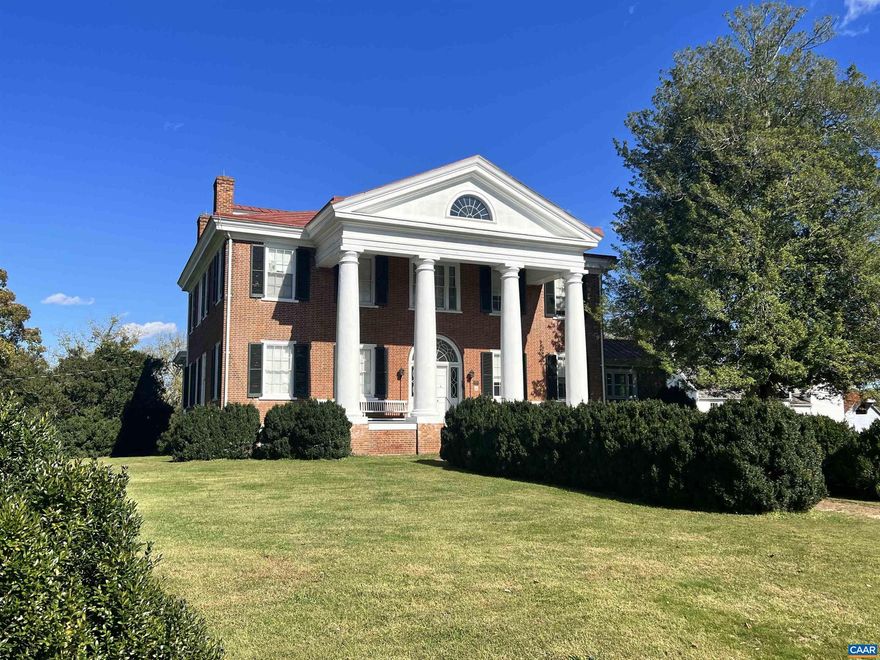 Frascati, c. 1823. Here is an exceedingly rare opportunity to acquire a national landmark perfectly located on 62.74 acres in the Somerset estate area of Orange County. Frascati was built for Philip Barbour, Associate Justice for the Supreme Court by John Perry, known for his work for Thomas Jefferson in building the University of Virginia and Monticello. Frascati is on the National Register of Historic Places and is a Virginia Historic Landmark. For a full history and architectural details about Frascati please see the Wikipedia listing in the documents section. In addition to the manor home the restored summer kitchen now serves as a charming guest cottage, the original formal gardens still exist with magnificent 200 year old boxwoods and extraordinary specimen trees. A lovely gunnite swimming pool is tucked away in a "secret garden" The 62 acres with Frascati is mostly open in high quality pasture and is suitable for any agricultural pursuit. There are several useful barns and sheds. The gently rolling land boasts superb views of the Blue Ridge  mountains and is surrounded by large farms.  Frascati is protected with a conservation easement with the VOF and The Virginia Board of Historic Resources. (See Documents).,Fireplace in Bedroom,Fireplace in Dining Room,Fireplace in Family Room,Fireplace in Living Room