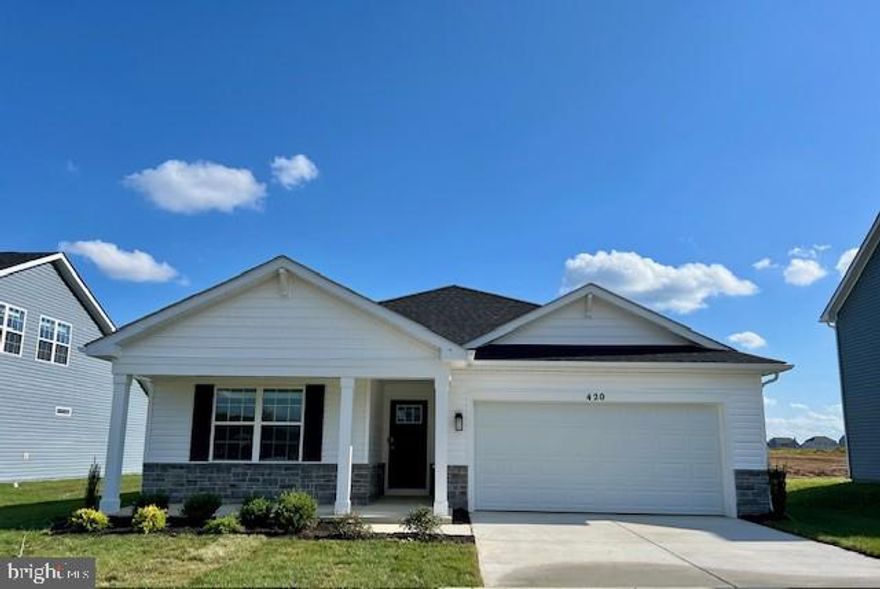 New construction ready for move in!  This inviting Neuville floor plan offers the perfect blend of style & functionality, all on a single level for your comfort and convenience.  This spacious home boasts 4 bedrooms & 2 full bathrooms, providing ample space for family living.  The open floor is designed for effortless entertaining. A generously sized kitchen island with elegant granite countertops serves as the centerpiece for both culinary creativity & casual dining.  LVP flooring in the main area and carpet in the bedrooms. An oversized 2-car garage includes automatic opener. Thoughtful planning includes rough-ins for future ceiling fans in the family room & bedrooms, allowing you to customize your comfort.  This home is one-level living combining practicality with a touch of elegance.  Don't miss out on the opportunity to make this beautiful house your new home.  Call now to schedule your tour!