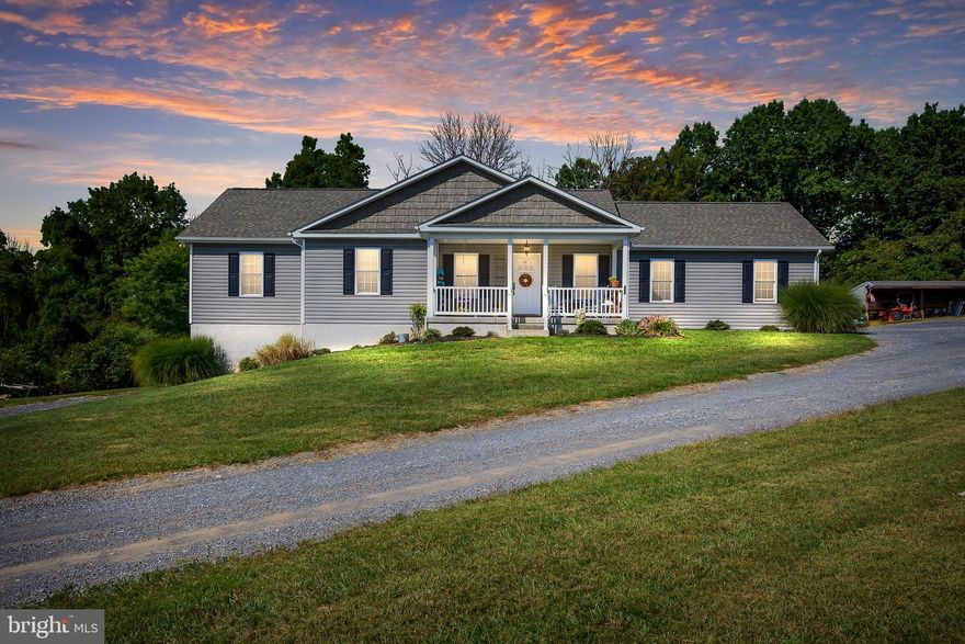 Gorgeous!!  2/3 bedroom 3 full bath Rancher with covered front porch and oversized 2 car garage on 4.25 acres! Awesome mountain views in a nice quiet country setting! These are just a few of the pleasures that await you at this beautiful home and property! Large open living/Kitchen/ dining area with cathedral ceilings and Oak hardwood floors! The kitchen is to die for with granite counters, tiled backsplash, upgraded stainless appliances, exhaust vent and island! Master bedroom on main level has a huge tiled walk-in shower in the master bath and laundry is at your finger tips! Full sized stackable Washer and Dryer will convey! Large second bedroom and full bath on main level with jet tub!  Large 24x24  2 car garage with room for a work bench or full size freezer! Wait until your buyers see the mountain view from the covered and completely screened in 12x24 back porch and side deck!! The lower level of the home is partly finished with a full sized bathroom , window, huge storage room and walk out french doors to a nice level area with  great mountain views!!  The lower level can be the third bedroom or  large family room! The land is mostly level and open with a gentle up hill slope backing up to trees in the rear of the property. 12x24 2 bay run in shed for all your toys! Swing set and fort in backyard will convey. Neutral and tasteful colors through out! This beautiful home is in move in mint condition and will not last long! So, schedule your showing today!