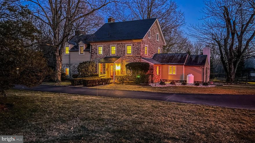 PRICE REDUCED AND MOVE-IN READY! Stunning property with GUEST COTTAGE! Perfect location in Doylestown on nearly 3 acres. Modern amenities blend with antique touches and lots of extra space. This updated THREE STORY, FOUR BEDROOM home has 4 fireplaces, office space, & a 1st-floor laundry. A large living room, spacious family room & formal dining room lead to a kitchen w/GRANITE COUNTERTOPS, STAINLESS APPLIANCES & ISLAND w/seating. The bright & airy breakfast room leads to a private deck. Upstairs, the primary suite includes 2 closets, built-in storage, & a luxurious en suite bath. 4 more bedrooms share a hall bath, while the 3rd floor bedroom has an attached sitting area. Outside, the IN-GROUND SWIMMING POOL has a nearby pool house. A DETACHED GARAGE w/exercise room, large 2-story BANK BARN, & multiple storage buildings are brimming with potential. The THREE BEDROOM COTTAGE HOUSE is ideal for extended family, guests, or even work space, w/a full kitchen & laundry facilities.