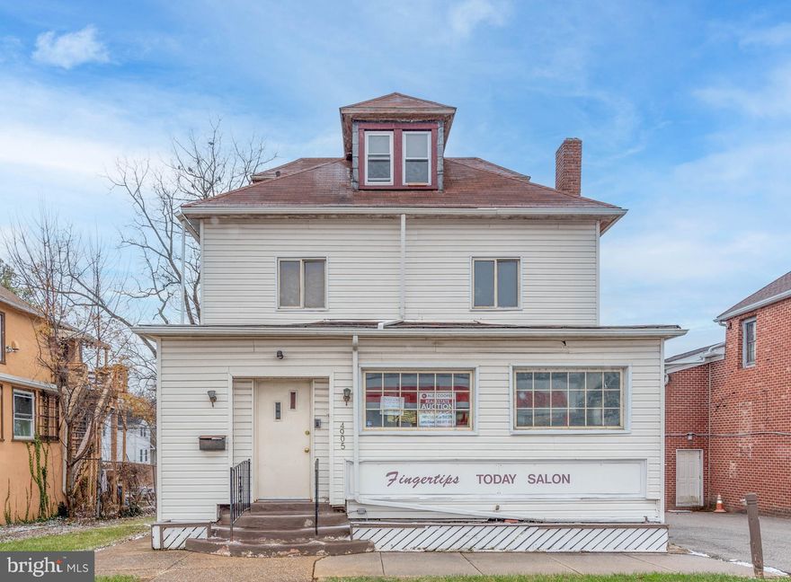 Online auction to be conducted on Auctioneers website. Online Auction Only! Bidding begins Friday, January 2, 2026 & ends Wednesday, January 7, 2026 at 12:00 PM. 
Discover this spacious 4-story building offering approximately 2,102± SF of versatile space, configured as 2 units — both currently occupied (property is sold subject to the existing occupant(s), if any.) 
Located in the heart of Baltimore City’s Howard Park neighborhood, this property offers unbeatable proximity to vibrant community amenities, including neighborhood cafes, schools, and recreation areas, all while maintaining a quiet residential charm. With easy access to major traffic arteries, commuting is a breeze for tenants and clients alike. Whether you decide to make the repairs and hold as a potential income-producing property, or simply an owner/user looking for a fixer upper with commercial elements, THIS IS THE ONE!