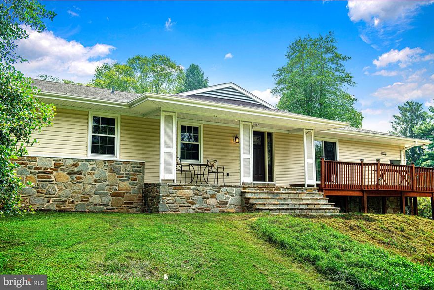 Welcome to this beautifully maintained 4-bedroom, 2-bath rancher in the heart of Bel Air! Step into a bright and inviting entryway with stone tile flooring, a welcoming double closet, and a smooth flow into the main living areas. The living room offers a cozy retreat with a wood-burning fireplace.  The spacious family room is ideal for relaxing or gathering, featuring a fireplace, hardwood flooring, a ceiling fan, recessed lighting, crown molding, and generous proportions that offer flexibility for layout. Adjacent to the family room, the dining area features hardwood floors and an elegant overhead chandelier, with space to customize your décor, and a sliding glass door that opens to a deck overlooking the rear yard, which backs to the golf course—perfect for indoor-outdoor entertaining.  Continue into the kitchen, where a curved archway leads to updated black stainless steel appliances, including an induction cooktop with range hood, wall oven, microwave, and garbage disposal. A double window overlooks the peaceful creek, bringing natural light to the heart of the home.  All bedrooms are thoughtfully laid out, including a primary suite with a walk-in closet and access to the rear yard. The primary bath features a black vanity, tile floor, and a single shower stall. The additional bedrooms offer hardwood floors, large closets, and abundant natural light—perfect for family, guests, or home office space. The main full bath is equipped with a tile tub/shower combo, a dark wood vanity, and a large linen closet, with a door conveniently separating it from the main hall. Downstairs, the basement houses the laundry area (washer/dryer included) and additional space for exercise equipment or storage—some equipment may convey. Outside, enjoy the dining area on the side deck, which has stairs leading to the backyard. The home also features 2 electric garage door openers (one per bay) and a front porch with charming stonework. A large yard with mature landscaping provides a great setting for outdoor fun, peaceful moments, or gardening projects. Don't miss your chance to own this move-in-ready gem in a sought-after Bel Air location!