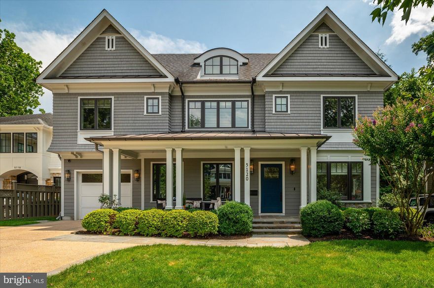 Designed by local architect Rui Ponte and built new from the ground up in 2015, 5120 Wessling Lane perfectly blends well proportioned rooms, a modern and open floor plan along with idillic indoor/outdoor living, all with a level of finish rarely seen. Situated within walking distance of downtown Bethesda, this 7,294 square foot home combines suburban amenities with urban convenience.

A welcoming front porch ushers you into the home’s wide foyer. The living room to the right upon entry is flanked with custom built-ins and a “hidden” desk, allowing it to be a versatile home office as well. The formal dining room to the left of the foyer has stunning custom wall coverings and is dinner-party ready for 12 or more. A convenient butler’s pantry and walk in pantry are the ideal transition to the state-of-the-art kitchen. The home's main level half bath, with beautiful finishes, and two coat closets are also off of the front foyer.  

The chef’s caliber kitchen is the perfect blend of functionality and beauty. Floor to ceiling cabinetry, expansive stone countertops and professional grade stainless appliances will impress the most serious of cooks. A stunning eat-in area with custom built-ins and wide center island make this kitchen the heart of the home. The kitchen itself opens directly to the main level family room, centered by a stacked stone gas fireplace and French doors opening to a large flagstone terrace and hard-lined gas fire pit.

An incredible heated screened-in porch with an outdoor kitchen space provides the ultimate in indoor/outdoor entertaining. The porch leads out to the professionally landscaped yard with raised planter boxes and a custom play set. A secondary pantry space and mud room off of the kitchen leads to the convenient tandem two car garage, rounding off the main level.

The crown jewel of the second level is the expansive primary retreat flanking the entire rear of the home. The bedroom space is an ideal space, with custom window coverings and built-in displays with lighting. The room opens to the spa-like primary bath with heated floors and towel bars, dual vanity areas, a large glass shower, water closet and separate niche with a free-standing soaking tub. A separate make-up vanity and his and her dressing rooms complete this special space.

A second floor family room can double as a home office or ideal homework space. Two additional bedrooms, each with en-suite baths, and a separate laundry room and walk-in linen closet complete this level. The third level consists of two large bedrooms, each with walk in closets and a shared jack and jill full bathroom. Bedroom five also features a private balcony overlooking the rear yard.

The expansive lower level has a beautiful recreation room and wet bar as well as half bathroom. A home gym space, a home theater room with built in projector and a full bedroom suite with attached bath complete this ideal Bethesda offering. Welcome home!