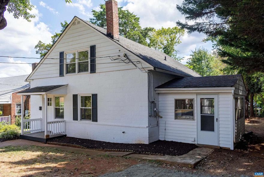 In Town GEM....this is a four bedroom home with completely renovated interior--refinished hardwood floors, all new paint, granite countertop, comes with range/stove, refrigerator, dishwasher, washer and dryer, bonus room/sunporch.  Pretty yard and great location.  Storage shed in backyard.  OFF STREET parking!,Granite Counter,White Cabinets,Wood Cabinets