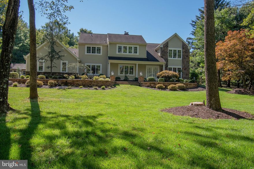 Beautiful Contemporary Estate Home nestled in the country side of Newtown.  Spacious rooms with vaulted ceilings.  Large windows throughout this home give plenty of natural sunlight from the outside and amazing views of this lush property from inside.  Double sided two story fireplace off living room and family room.   Office on main level and beautiful finished basement with full bathroom on lower level are options to be considered if a fifth bedroom is needed.  The outdoors area is professionally landscaped with multi level patio decks and in ground pool.  Wonderful home for entertaining through out the year.
Located across from Jericho National Golf course.  Award wining Council Rock school district.  Minutes away from historic Washington Crossing State Park.   Wonderful shopping and dining experiences close by in either New Hope or Newtown.  This home is a definite must see.