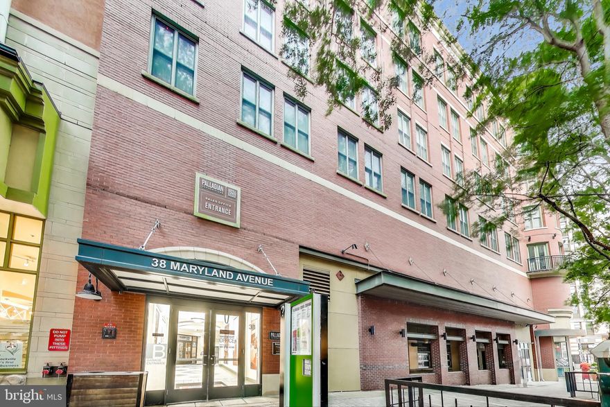 REDUCED! Highly coveted SUNNY WEST FACING  one-bedroom, one-bathroom condo  in Rockville Town Square’s pet-friendly Palladian! Mere steps from exciting restaurants, shopping, parks, Metro, and the BRAND NEW Trader Joe’s, this immaculate, incredibly spacious & bright move-in ready gem boasts gleaming WOOD floors in the Foyer, Living Room & dining area and NEW CARPET in the BEDROOM w/ WALK IN CLOSET,  Tall windows that flood the space with natural light each having faux wood blinds on them, , a gorgeous kitchen with granite countertops & stainless steel appliances, spacious bedroom suite with huge walk-in closet FEATURING  BUILT IN shelving removing the need for a dresser & access to the full bathroom with soaking tub, in-unit stacked W&D laundry.  A super convenient garage parking space #78, Extra storage Locker #62,  along with access to the community pool, fitness center, and club room with patio space. **Just two blocks from the Rockville Metro Station** -- Club Room, outdoor Patio and Gym are all on the 3rd floor.  The pool is a walk down the block to the neighboring building.  Parking is in the basement of the building on the “P” level.  ....best deal in Rockville. DOWNTOWN ROCKVILLE Just like living in the Village in NYC.-- Lots of  coffee, food & entertainment options right outside the front door. FIFTH FLOOR condo with a view! ---