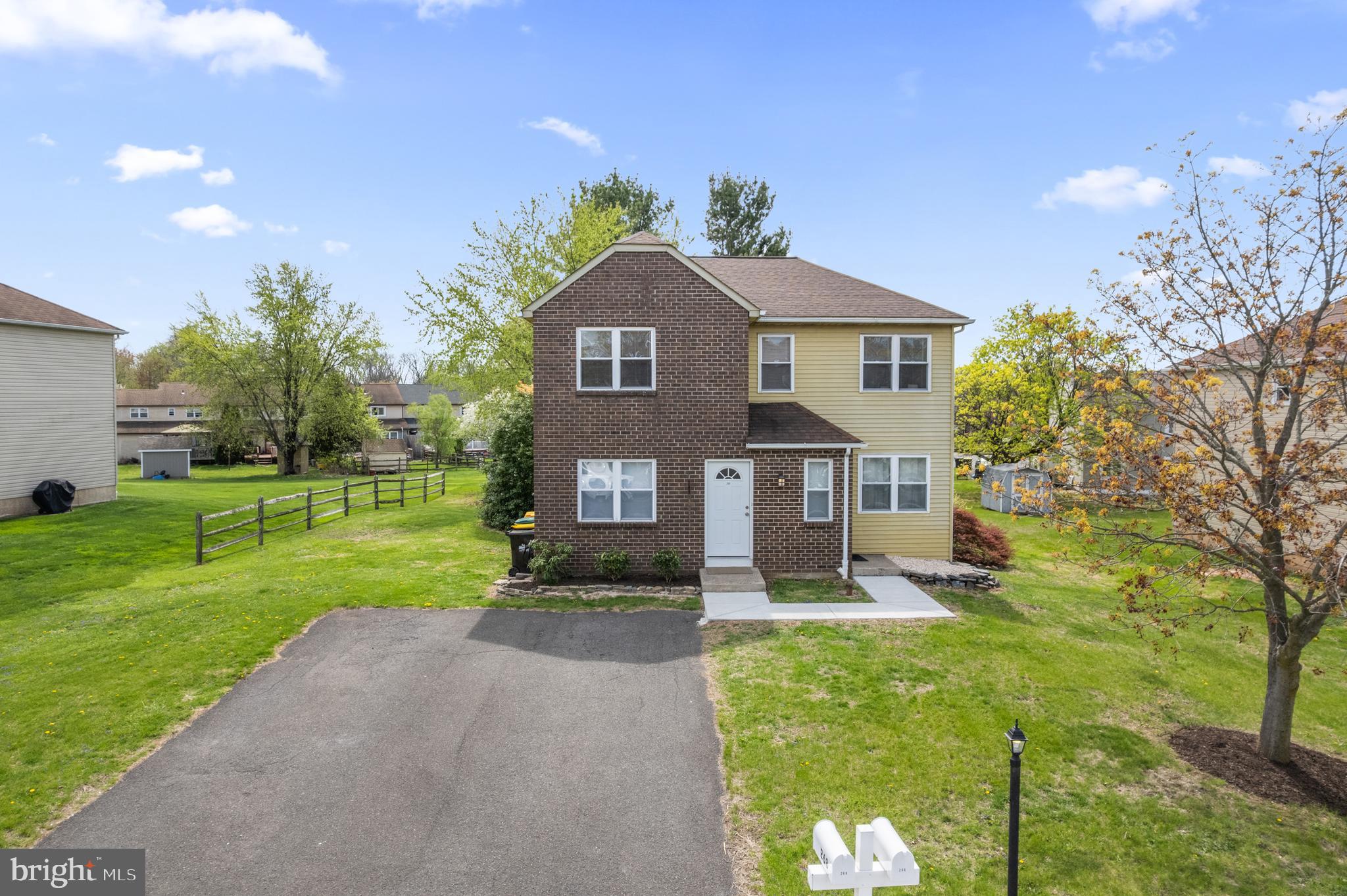 This duplex in the Hunter Crest community is located in the highly-sought after Souderton Area School District. Each unit offers its own entrance; spacious living room; two bedrooms; bathroom; eat-in kitchen with dishwasher; abundant closet space; and its own basement with laundry hookups (note, the washers and dryers are owned by the tenants). Both units are currently leased.
This property is well-maintained, updated and has been professionally managed for years. The downstairs unit (266) was renovated within the past year, including new kitchen cabinets, counter and sink; new tub and vanity/sink; and new flooring in living room, kitchen and both bedrooms. The upstairs unit (268) had a bathroom renovation within the past year including tub, vanity and sink; kitchen was updated in 2020 with new cabinets, counter and sink; and new flooring in living room, kitchen and both bedrooms was installed in 2020. The sidewalk from the driveway to the entrances was new last year. Both water heaters are new, one in 2024 and the other in 2020. The driveway provides plenty of parking plus additional parking is permitted on the street. There is one shed on the property that is shared by the tenants.
Lower Salford Township offers many parks and recreational facilities, including the Harleysville Community Center just over a mile away. Located just minutes from PA Turnpike Exit #31 in Towamencin Township, commuting and travelling area a breeze. Whether you are an investor looking for an addition to your portfolio or looking for a home combined with a rental unit to defray your mortgage, you won’t want to miss this opportunity.