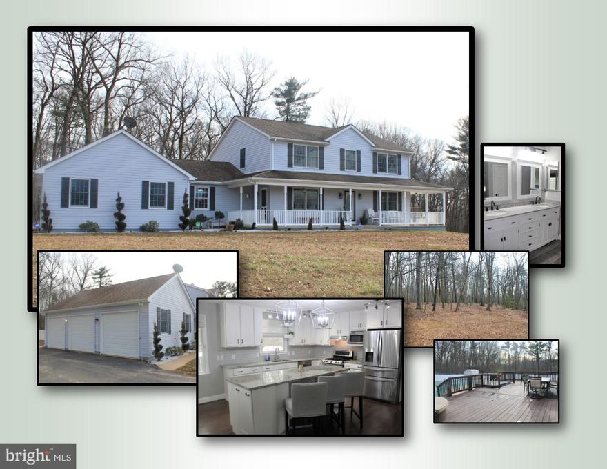 THIS IS THE ONE! Custom 2003 built home - Updated to todays model-like design standards, to give you the feel of traditional, yet chic style. Don t let the location fool you  6.82 acres of mostly wooded land, isnt too far from the city of Bel Air. A short drive without sacrificing a rural setting. Too many upgrades, improvements and amenities to list, but the main include: Expanded driveway, large enough to accommodate a boat and/or RV. 3-vehicle garage with automatic doors. Extra large wrap-around covered front porch (with swing). Engineered hardwood floors throughout entire main level with all new carpet on the upper level. Updated white & gray kitchen with stainless steel appliances, granite counters, custom table & double door pantry. 1st floor laundry room that most dream of, with pedestal washer & dryer with stationary sink. 1st floor den, study, playroom or even a possible 5th bedroom. All bathrooms received stylish makeovers. All hardware replaced with oil rubbed bronze. Freshly painted neutral gray. Previously unfinished basement has been improved and comes equipped with an installed projection system. Expanded rear deck that surrounds 2016 hot tub. Saltwater in-ground swimming pool. Oh yeah  There is also a Terminex Termite control system, ADT full security system, 1yr AHS Warranty.