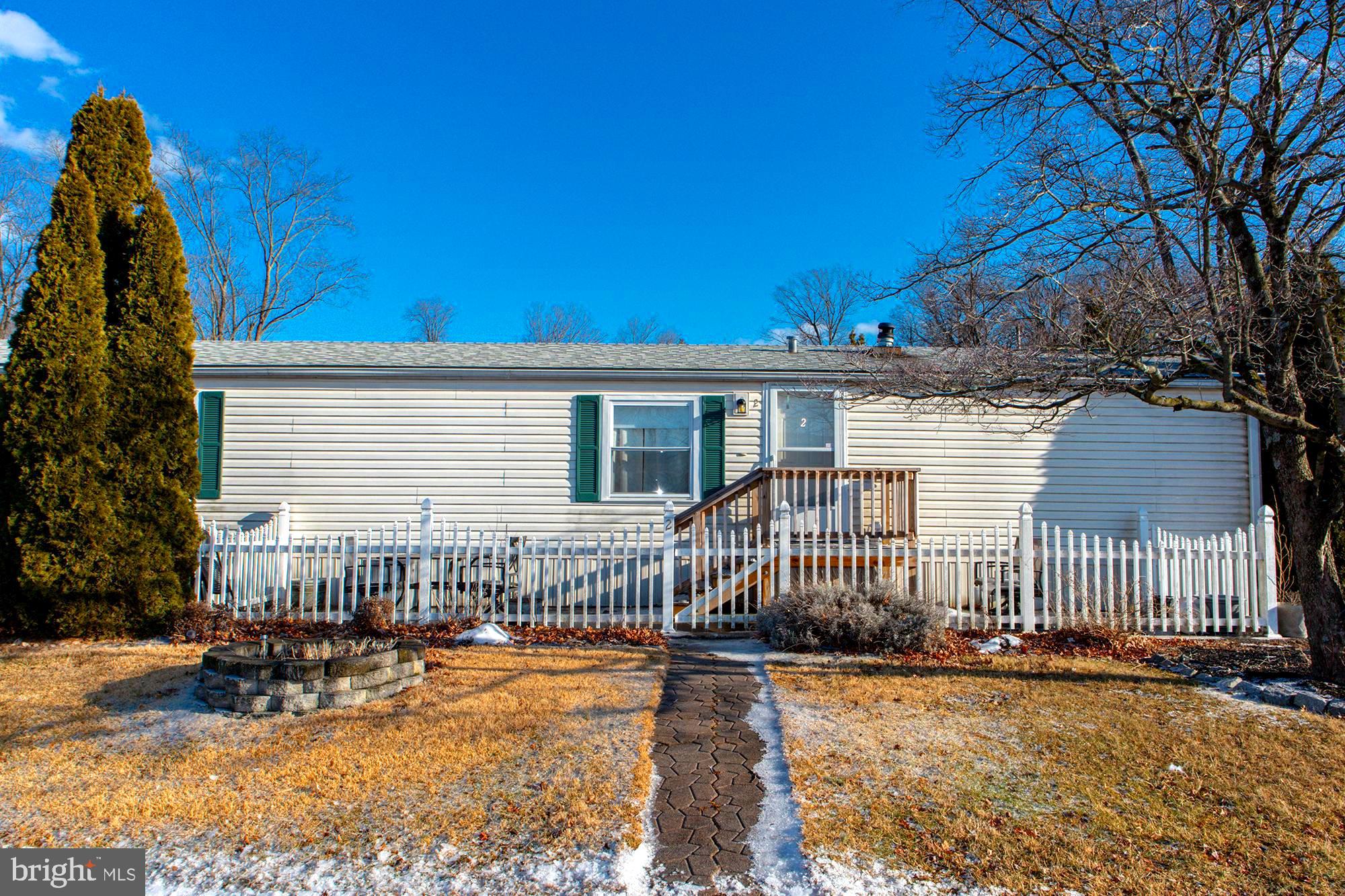 Welcome to Beautiful Melody Lakes! Affordable living in a safe and pet friendly community.  Property has undergone many upgrades and is move-in ready. Offering a large kitchen with plenty of storage, a generous sized owners suite with walk-in closet, laundry room off kitchen, a 2nd full bath and an additional bedroom with ample closet space, Home has been freshly painted. Primary bathroom renovated (2021) . New Roof (2019), Shed Roof (2020), New toilet and vanity in 2nd bath (2020), New front deck and stairs (2021),   Enjoy the warm seasons to come on your fenced in front patio  Property is minutes from shopping centers and local throughways. Enjoy the local entertainment options in the nearby area. Quakertown Amphitheater, Quakertown Alive events, Bucks county Brewfest, Musikfest in Bethlehem, Center Valley Parkway, local movie theaters, State & Local parks. Showings can be scheduled by appointment only. Please do not walk lot without an agent.