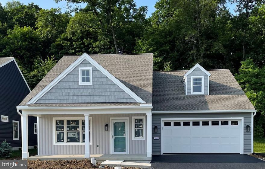 The GRANT B in Alden Place.  Simple clean lines combined with functionality make the GRANT design a compelling choice for those drawn to smaller homes.  With an open flowing floor plan, the sense of cozy comfort is incorporated seamlessly.  Outdoor spaces and expansive storage contribute additional bonus points.   Alden Place is a 55+ Active Adult Community featuring a 17,000 sq. ft. Clubhouse with an indoor pool, hot tub, fitness center, ballroom, hair salon, library, billiard room and coffee cafe.  Also, the community has a small fishing lake and access to Rails To Trails for walking and biking.