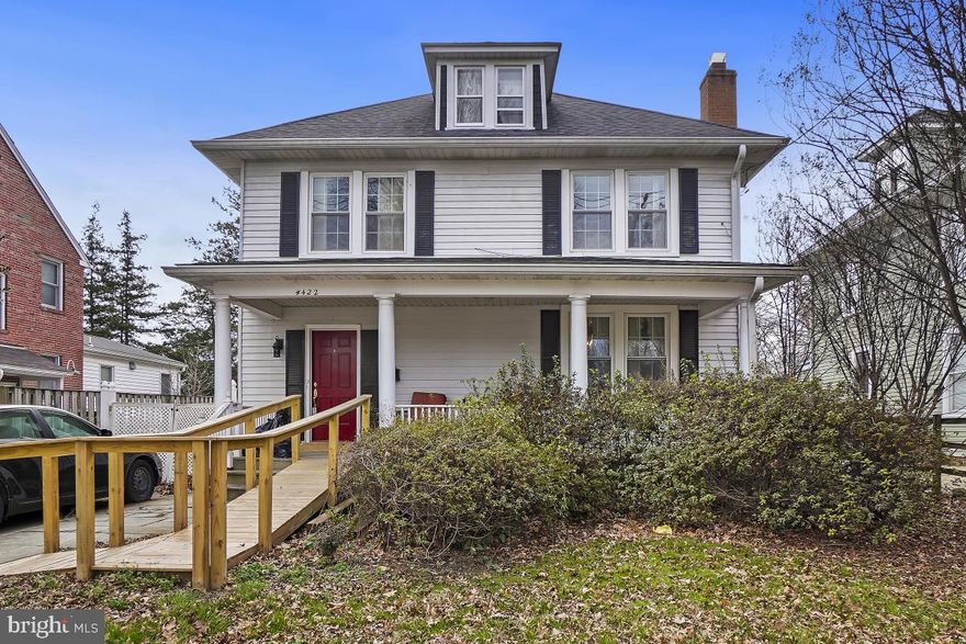 FANTASTIC location with many distinctive features. The only way to discover them is to visit the property. This FOURSQUARE style home in the Town of Chevy Chase is offered for sale AS-IS. It boasts two wood-burning fireplaces on the main level that utilizes a HEAT-ACTIVED air circulation system. The basement den has a gas fireplace rough-in. There is a separate utility workshop area and more. The seller will consider ALL serious offers.