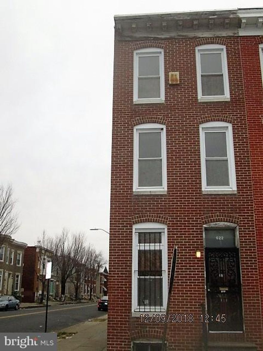 Opportunity to remodel this brick townhouse in Baltimore. 4 stories with a full basement, main level living room, kitchen, dining room,/family room, 2nd level has 2 bedrooms and a full bath and the 3rd level has a loft/dressing area and a 3rd bedroom.  Needs work. Sold as-is. Buyer pays all recordation & transfer taxes.