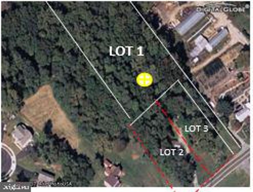 Great location, home site sits back 300' +/- from Woodyard rd, leaving another 600' for a back yard.  Mature trees, Public water and sewer taps are in,  could handle about 5000' ft home, with walk out day lighted basement.  about 1.5 acres not in conservation zone.  This is a once in a century opportunity to have privacy, out buildings, and lots of parking. Site plan shows home sited at about 5000 sq ft and circular driveway.   Perfect for a contractor who needs parking and maybe a 3-5 car garage.