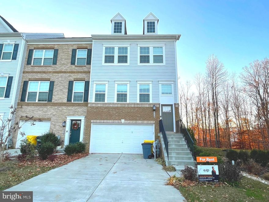Looking for a luxurious place to rent? This GORGEOUS LUXURY home is only 3 years YOUNG and over 2400-sf! 3 bedrooms, 3 full bathrooms, 1 half bathrooms, 2 car garage, end unit located in the Spring Creek community of Laurel. Enjoy luxury vinyl plank flooring on the main level with living room, high 9 foot ceilings throughout, gourmet kitchen with a huge island featuring granite counter tops, stainless steel appliances and deck off the kitchen, perfect for entertaining. The lower level features a family/rec room with a full bathroom. The upper level has master bedroom with walk-in closet, master bathroom with separate shower and dual vanity sinks. The upper level also has 2 additional spacious bedrooms, full bathroom and laundry area. The beautifully landscaped community has a pool, clubhouse and tot lot. All this AND conveniently located near plenty of shops, entertainment, Laurel Towne Centre, Fort Meade Army Base, NASA, MARC train, major routes 295, 32, route 1, 216, 95, and ICC. Don't let this one get away. Call TODAY to schedule a tour before its GONE. No pets, good credit required.