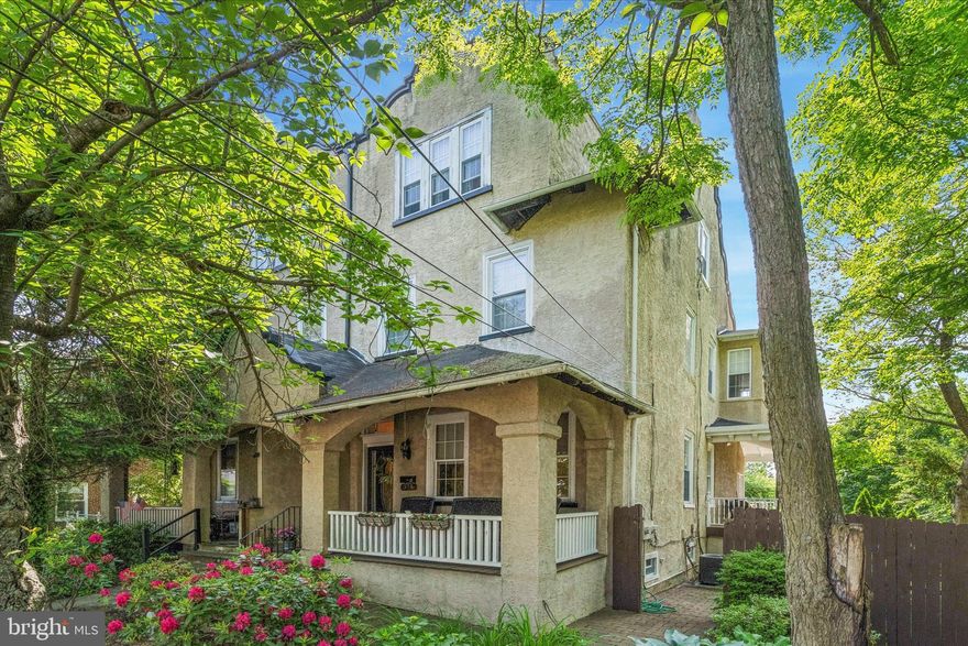 Great Location on this beautiful tree-lined street! Step into the grandeur of this Twin Victorian home, where timeless elegance meets modern comfort. The entrance welcomes you, leading to a foyer adorned with a magnificent staircase that sets the tone for the entire residence. The expansive interior boasts high ceilings and original details throughout, including shadow box molding on the walls of the entire first floor, deep window sills, and crown molding. The first floor unfolds into a formal living and dining room, offering a perfect setting for gatherings.  Off of the dining room area is a music/reading room that graciously opens to a wrap-around porch—creating an ideal retreat for relaxation. The well-appointed eat-in kitchen features plenty of cabinets and counter space, perfect for the cook! A half bathroom and a convenient home office on the main level add to the functionality of this exquisite property.
The open stairway leads to the finished lower level, boasting a family room area with a skylight and a bar area. Sliders lead to a paver patio, extending to the amazing outside living area. This expansive property stretches from street to street, surrounded by mature landscaping and providing parking for four cars and a full-size shed. With the potential for a pool or subdivision, the rear of the home offers endless possibilities.
The second floor unveils two full baths and three bedrooms, including the main bedroom with a fireplace and a full tiled shower bathroom. An updated hall bathroom, laundry room, and an exit to the second-floor deck, with breathtaking views complete this level. The third floor adds two additional bedrooms, an office area, skylights, and ample closet space, creating a versatile and spacious living environment.
Equipped with central air, this home ensures comfort year-round. As a bonus, there's an in-law suite with a private entrance, offering flexibility and privacy for guests or extended family members. Conveniently located near Main Street Manayunk, Center City, the suburbs, and transportation, this property seamlessly blends historical charm with modern amenities, making it an extraordinary and captivating residence.
