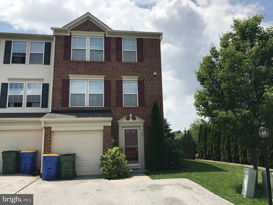 SPACIOUS END UNIT FOR RENT! 4 bedroom town home with fenced in yard! Level walk in with potential first floor bedroom and laundry! Large living room and eat in kitchen!  Great deck for entertaining.  Private back yard! Master suite with bathroom and walk in closet!  Close to MD line! Requires first month, last month and security deposit.  Application fee $35.  NO SMOKING & NO PETS. Don't miss this opportunity for a lovely rental home, move in ready!