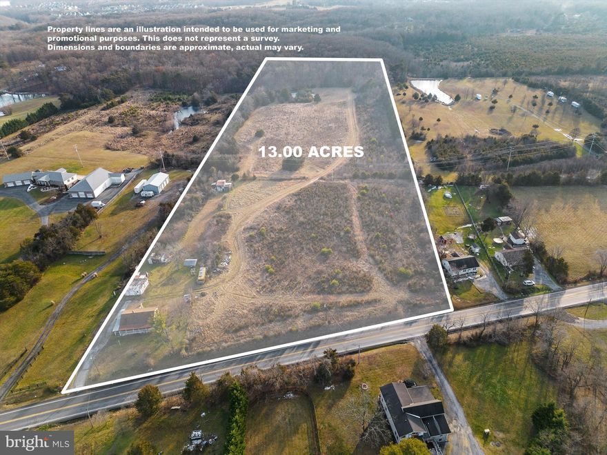 Great opportunity on Fairfax Pike for 13 acres with future potential zoning of INDUSTRIAL according to Frederick County Planning Access Terminal Map; Long range land use. Potential for immediate CUP (Conditional Use Permit) for Industrial Zoning. Property directly across the road was recently rezoned. Well on site with public water access at road. Septic system on site. potential future sewer system on Fairfax Pike. Possible pump stations additions at 522. Existing pump station at White Oak Rd.