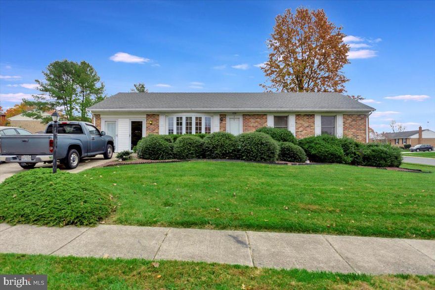 4 Bedroom, 2 Full Bath all brick rancher in desirable neighborhood of Bel Air! Large corner lot!  Carport has been converted to an additional sunroom which leads into the kitchen where you have room for a table or you can eat in the separate dining room.  Additional 3 Bedrooms, 1 Full Bath and Living Room with bay window on main level. Lower Level includes Large Family Room with pellet stove, 1 more bedroom, another full bath, utility room (including washer & dryer)  & additional unfinished room off the utility area.   Nice level yard & shed is included. No HOA