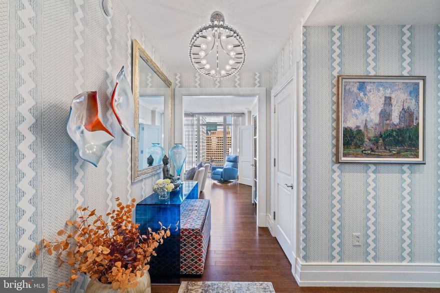 Welcome to 10 Rittenhouse Condominiums Unit 2302. Rising thirty-three stories above its namesake park, 10 Rittenhouse epitomizes Philadelphia's classically elegant style.  Hallmark design, enchanting views, and world-class amenities make 10 Rittenhouse the ideal address for sophisticated living.  

Unit 2302 is a serene and beautifully maintained residence featuring 3 bedrooms and 3.5 bathrooms spanning over 2210 SQ FT.  The elegant gallery foyer opens to floor to 11' ceiling wall of windows in the dramatic living space and dining space, providing stunningly unobstructed views of the Center City skyline.  A large, dine-in kitchen showcasing Poggenpohl cabinetry, new glass backsplash, new granite countertops, Miele and Sub Zero appliances is perfectly and professionally designed.  Full of light, the master suite is a true sanctuary, spacious and well-appointed with a wall of designer built-ins. It includes sumptuous finishes, two custom walk-in closets, and luxurious built-ins. With a double vanity, frame-less glass-enclosed rain shower, and a deep jetted tub, the Carrera marble bath. Two other en suite bedrooms mimic the master in finishes and powder bath.

The five-star resident services complete this luxury lifestyle, including 24-hour concierge service, doormen and valet services, chauffeured Mercedes Towncar, indoor 57-foot 3-lane pool, fitness center with steam showers and dry saunas, wine storage room, bike room, on-site private parking garage with valet, and on-site professional condominium management. The world-famous Rescue Spa is located on the first floor of the building, in addition to The Love restaurant, with many other world-class restaurants and shopping in the immediate area.