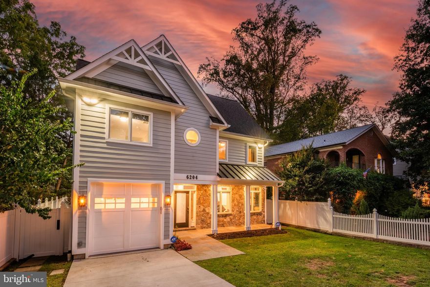 New Price.  Welcome to 6204 Madawaska Road, in the desirable and sought-after Glen Echo Heights Neighborhood of Bethesda. Located on a quiet street, this lot sits up high, allowing for beautiful sunsets over the Potomac River from the front yard. Enjoy beautiful and well-thought-out landscaping on this perfectly manicured setting, or take in the relaxing ambiance of the outdoors while unwinding on the spacious front patio. Step inside the gorgeous custom home through a stunning front door with transoms to find over an estimated 4,000 square feet of luxurious living space on a sprawling open concept floor plan. This property features 5 bedrooms and 4.5 bathrooms, all of which are spacious and accommodating. Throughout the residence, find stained-in-place oak-wood floors, Pella windows, recessed lighting, tiered crown molding, and top of the line fixtures, hardware, craftsmanship, and more. Light-filled spaces, generous room sizes, high-end fixtures and finishes, four fireplaces, and a soothing, neutral decor give this elegant home a warm and cozy feel while showcasing the highest of quality workmanship. The main level features formal living and dining rooms, a powder room, and a gourmet kitchen with an oversized central island. This is truly a chef's kitchen with a SubZero refrigerator, separate SubZero freezer, and wine cooler, a Wolf professional range, dual dishwashers, an under-counter microwave, and a warming drawer. The kitchen opens to the sunny family room with a gas fireplace featuring a floor-to-ceiling marble wall and mounted flat screen TV. French doors lead from the kitchen to the rear deck and from the family room to a private side deck (perfect for a future screened porch). The second level finds a large master suite and two additional bedrooms, each with en suite bath and spacious walk-in closets. The master suite has a gas fireplace, two oversized walk-in closets, and a luxurious spa-like bath with double vanities, a soaking tub, a separate shower, and floor-to-ceiling Carrara tile. A laundry closet with a front-load washer and dryer, custom cabinetry, and countertops is conveniently located on the bedroom level - providing the modern feel and convenience that a brand new home would offer. Upstairs on the top level, abundant windows fill the space with light. Two spacious rooms could be used as bedrooms or a quiet studio or home office. Custom built-in bookshelves hide a "swinging" door that reveals another small room (great for storage or whatever your imagination comes up with). A Craftsman-style handrail with square balusters and pickets runs the length of the four-level staircase and creates another opportunity for natural light to filter throughout the home. A custom lighting package adds a touch of whimsy and charm. The recreation room is located on the lower level and includes a custom stone fireplace (gas) with a live-edge Cedar mantel and flagstone hearth. Additional Flex space is ideal for a home office, exercise room, or storage. The lower level has walk-out stairs to the backyard with french doors from the recreation room. This is a smart home with security monitoring, a video doorbell, three cameras, light control, and an internet-enabled entry door. Two-zone HVAC has two programmable wireless thermostats. Extras include features such as an attached 1-car garage, with pre-wiring for electric car chargers/generators, and an extensive driveway for excellent off-street parking. Easy commute to Downtown Bethesda, Virginia, or DC. Ideally located within minutes to I-495. This home is 99% new, with just a portion of a basement wall remaining from the original home (allowing the new home to be grandfathered into original zoning requirements). You do not want to miss this opportunity to enjoy one of the most fantastic properties on the market - schedule your tour today!