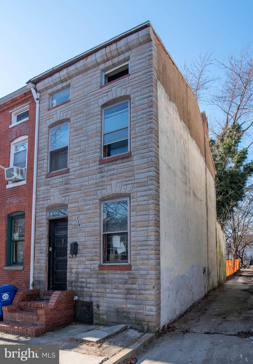 List price is Opening Bid At The Online Only Auction Sale. Online auction to be conducted on Auctioneers website. The Bidding begins Friday, July 7th & ends Tuesday, July 12th, 2023 @ 1:00pm.  "Development Opportunity" 3 Story End-Of-Group Rowhouse in the "Union Square/ Hollins Market" Neighborhood of Baltimore City. Architectural Plans in Hand!