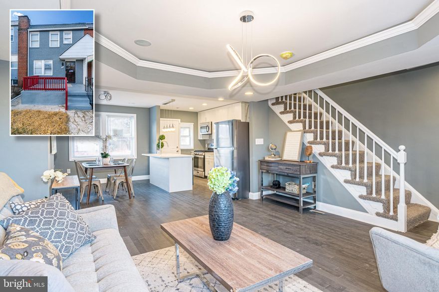 PICTURE PERFECT RENOVATION WITH 3 FINISHED LEVELS OF DESIGNER FINISHES AND OFF STREET PARKING!  Open floor plan with a spacious living room w/ tray ceiling, separate dining area, gourmet kitchen w/ granite counters, ss appliances, and tile backsplash, upper level with 3 bedrooms and 1 full bath, fully finished basement with a family room, 4th bedroom, and 2nd full bath, and a rear deck overlooking the rear yard with parking pad.  This one has it all!