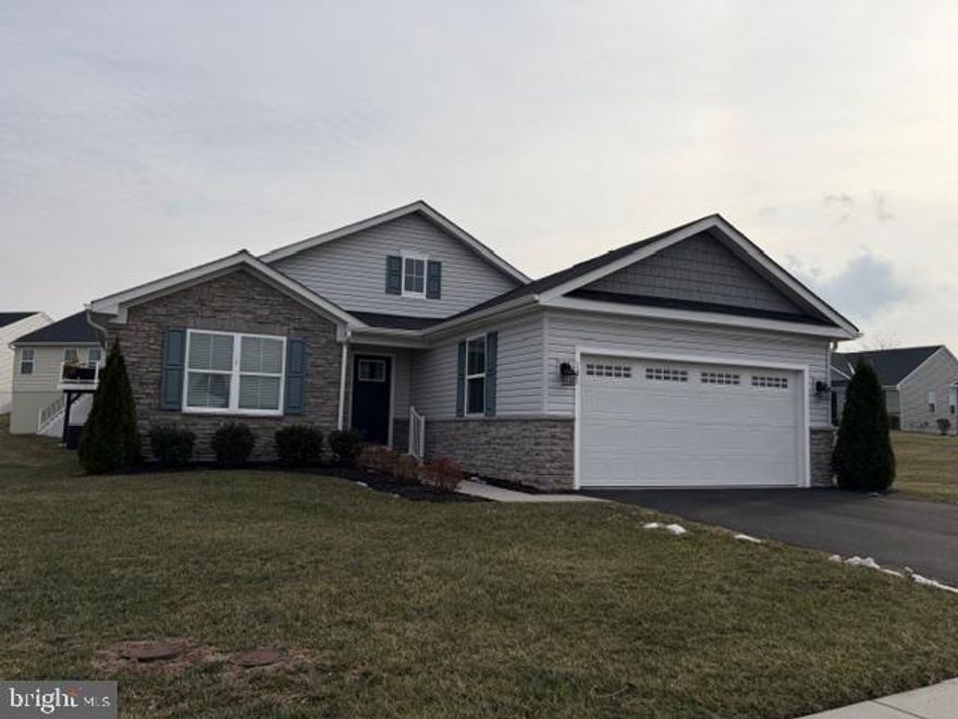 Come home to a quiet neighborhood and relax in your beautiful maintenance free single home in Spring Valley Farms over 55 community.  This 5 year young home is ready to move in.  Everything you need is provided in this single level, 2 bedroom, 2 bath home.  The rear trex deck is partially covered and is the perfect setting for outdoor dining and entertaining.  The home offers an office space, dining room, laundry, kithcen/dining area, living room, and 2 walk in closets.  The unfinished basement provides tons of storage space.  There is a also 2 car attached garage with a ramp into the home and  it sits on a corner lot.  If you are looking to live in a quiet, established community with access to a clubhouse, close to shopping, medical facilites and entertainment, this is the home for you.  The HOA fees are some of the lowest in the area.  Don't miss out on this top quality home.