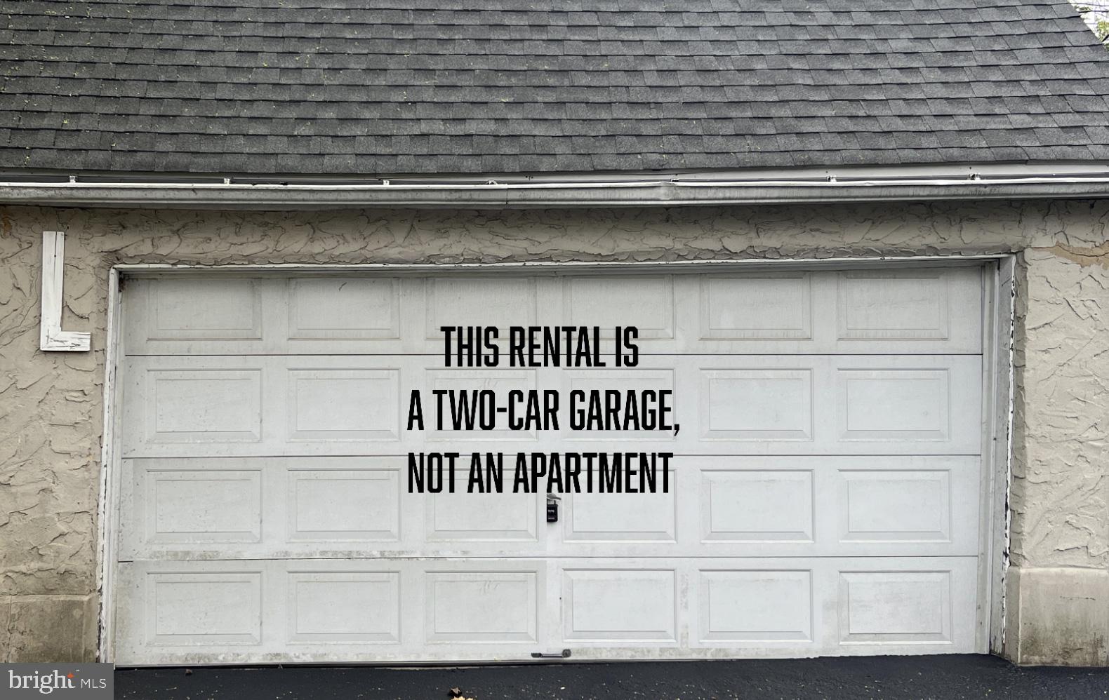 TWO CAR GARAGE FOR RENT in Elkins Park. This is ONLY A GARAGE, NOT AN APARTMENT. Power available! There is additionally a one-car garage next to it which is also for rent for $300.