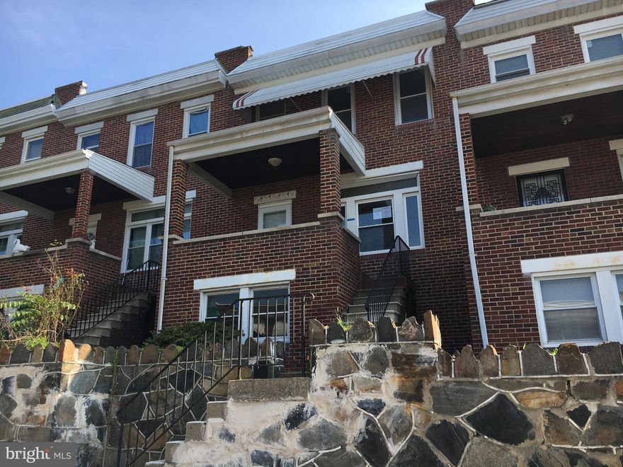 HUD Owned Home, case number 241-786102. HUD Homes are sold as is, FHA insurable w/repair escrow subject to appraisal. Don't miss out on this value priced brick rowhome! Enjoy spacious room sizes, wood floors, separate dining room & front covered porch. Use the basement for extra storage and/or living space. Rear yard is a potential parking pad. Easy access to schools, shopping & Downtown Baltimore