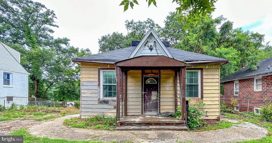 List price to be opening bid.  Online auction to be conducted on Auctioneers website.  Online Auction Only! Bidding begins Thursday, August 3rd & ends Tuesday, August 8, 2023 at 11:30am.  Renovation Opportunity! Single Family Bungalow-Style House in Capitol Heights, Prince George's County. Great opportunity to renovate and flip. The main level includes a living room, dining room, kitchen, 2 bedrooms & 2 full baths. The lower level is unfinished and includes a full bath & plenty of storage. There is a walk-up from the lower level to the backyard. Features include a small covered front porch; unpaved driveway; wooded area behind the backyard; 1152+/- sq. ft. of above ground living area; deck off rear of house with access from the kitchen door.     Location: The property has a convenient location near dining, shopping, schools, recreational facilities, and access to transportation routes; and several blocks from the DC/MD line. Check it out!
