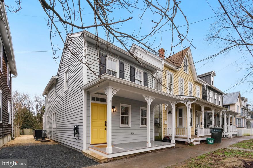 Price correction! A rare opportunity to own a new home in an historic shell with off-street parking in downtown Chestertown.  Renovated to the studs, everything in this home, inside and out, has been replaced or restored with energy efficiency in mind. On the surface, 511 High Street has all the conveniences for modern living.   A new kitchen with quartz countertops and a breakfast bar, new bathrooms, a private office away from living spaces for working remotely, off-street parking, an EV charger and a large, private backyard to be enjoyed from the new deck.  Yet, the charter of this house has not been stripped away. The original hardwood floors and heating grates were restored on the second floor, as were original doors, handrails and the newel post. But what makes this house a long-term, low-cost property is what is not cosmetic and cannot be seen . The water and sewer lines to the house were replaced and at the same time crawl the space below the house was dug out to allow easy access for contractors.  Gone are concerns of a drafty old house, as no energy saving measures were overlooked.  Closed-cell spray foam insulation was installed, as were new Anderson 400 series windows, dual-zoned HVAC systems and LED lighting.  To top it off, a new roof was installed. So park your EV in your driveway, walk downtown to the farmer’s market and then sit on your new deck to plan your spring garden and cross home repairs off your to-do list.