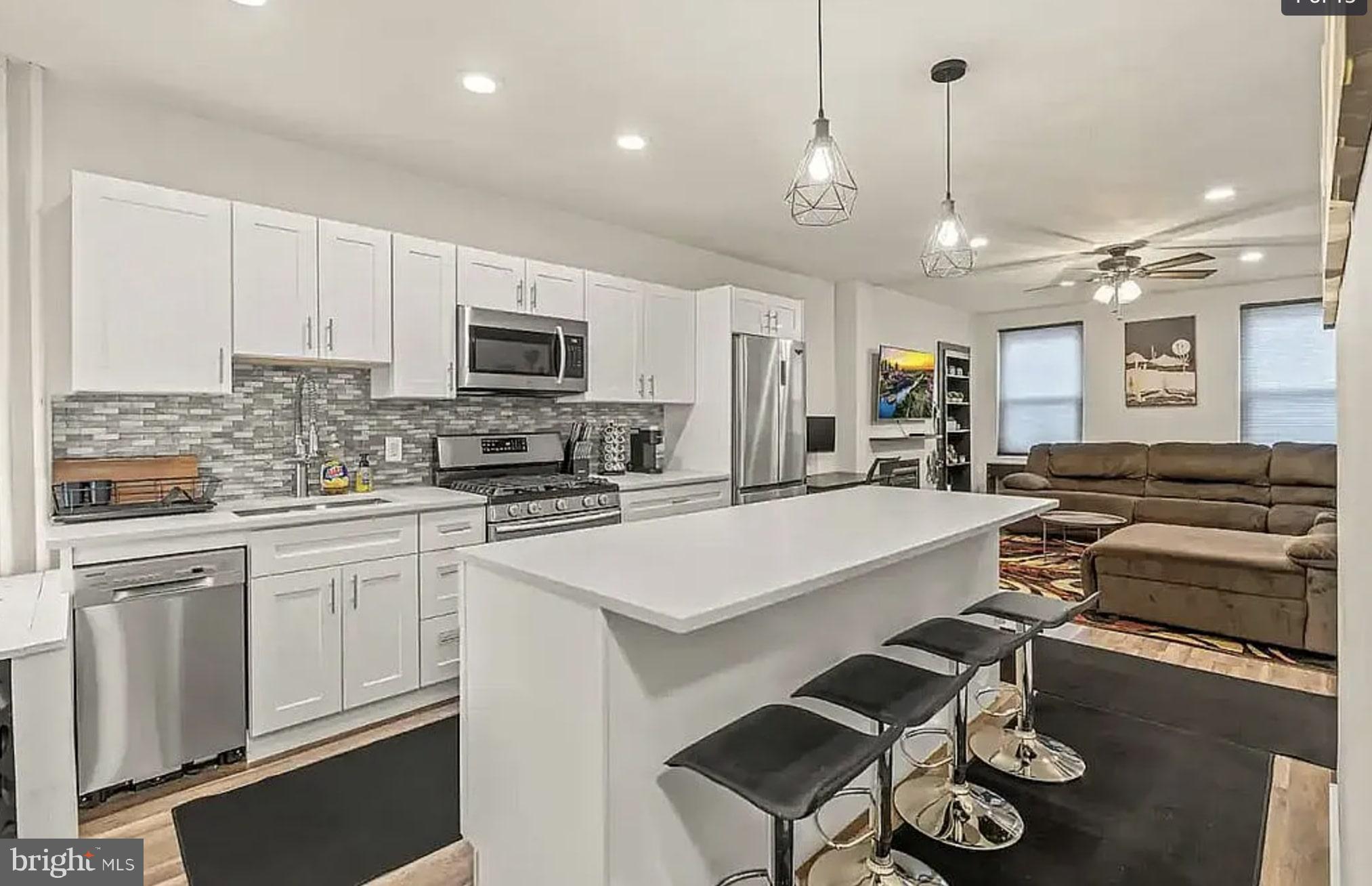 Welcome to Unit 2 at 411 W Jefferson Street – a bright, recently renovated 2-bedroom, 1-bath apartment located in the heart of Olde Kensington. This second-floor unit features modern finishes throughout, including hardwood-style flooring, an updated kitchen with stainless steel appliances, and a sleek tiled bathroom. Both bedrooms are well-proportioned with ample natural light, ideal for roommates or a comfortable home office setup.
Enjoy the convenience of a shared washer and dryer located in the basement. Situated on a quiet block just minutes from the vibrant Fishtown and Northern Liberties neighborhoods, you'll be close to cafes, restaurants, shopping, and public transit.