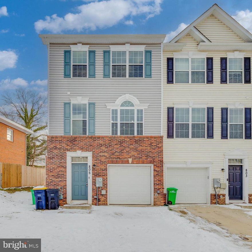 Location! Location! A like new townhome that is a well appointed end unit  ready for your personal touches.  Stainless steel appliances, upgraded countertops, pantry, and a kitchen island with a nice balcony that sits off the kitchen/dining area. Three bedrooms, three full baths and a half bath. One on every level!.  Extra features include high and vaulted ceilings, walk in closets, ceiling fans, washer and dryer, Bonus family room with a walk out and 1 car attached garage.  Within proximity to military bases, navy yard, DC, Virginia, restaurants and shopping.