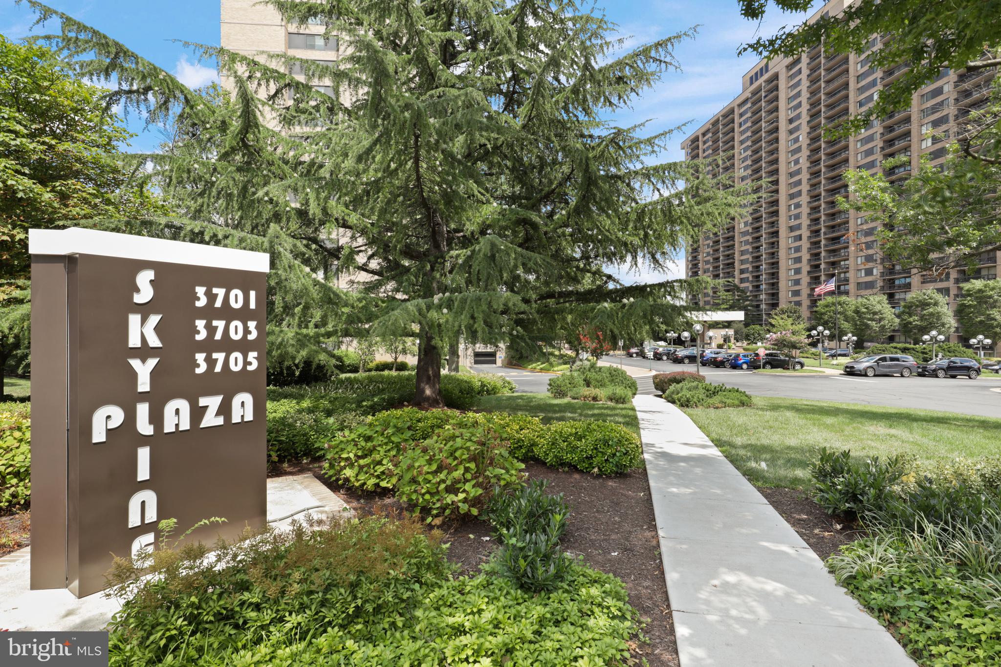 Enjoy panoramic views of "Chick City" from your private balcony on the 9th floor of Skyline Plaza! This unit has been freshly painted and features updated kitchen cabinets with granite countertops and a matching backsplash, along with Samsung kitchen appliances and a Samsung washer/dryer. You'll find wood flooring throughout, complemented by 12x24 porcelain tiles in the kitchen and foyer, while a glass balcony door floods the living area with natural light. All utilities are included in the condo fees—gas, water, electricity—plus a garage parking space (P281NB-3). What a location! You're just minutes from Shirlington, BRAC, Pentagon City, Amazon HQ2, the new West Alex development, Ballston Quarter, Old Town, and downtown DC, with easy access to I-395, I-495, and Reagan National Airport, offering a convenient lifestyle in a serene setting within the historic Bailey's Crossroads section of Falls Church. Envisioned by developer Charles E. Smith in the early 1970s, Skyline Plaza provides a complete living environment with places to eat, shop, work, play, and reside all within easy reach, making for an effortless commute to DC, the Pentagon, and all points in Northern Virginia. Experience luxury, a prime location, and a carefree lifestyle, with a convenient store, dry cleaning, hair salon, and a shuttle to the Pentagon/Metro bus stop right at your doorstep—be the first to submit your offer!