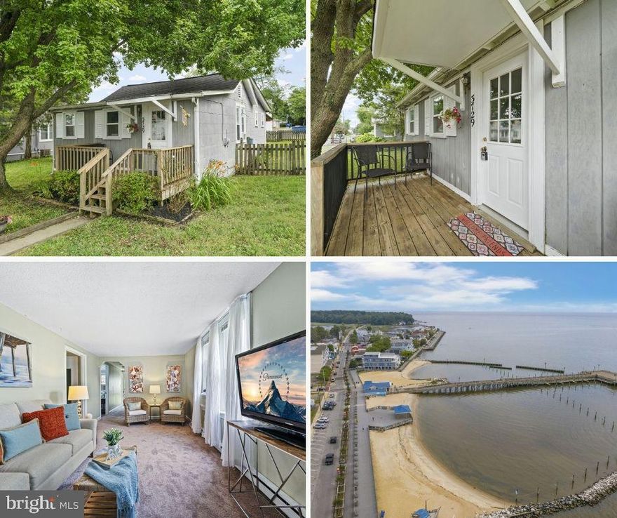 LOCATION LOCATION LOCATION!!!! This adorable beach cottage nestled in the heart of Chesapeake Beach is a true hidden gem! Walking distance to both the Chesapeake Beach Railway Trail boardwalk AND the North Beach Boardwalk... Also walking distance to the local beach, Chesapeake Beach waterpark, shopping, variety of restaurants and schools!! Make your way up to the front door soaking in the desirable curb appeal with a fenced-in yard and steps leading you up to your front porch... perfect for cozy mornings enjoying the sounds of the birds chirping!  Enter the foyer to vinyl wood flooring, a coat closet, and freshly painted walls throughout the entire home!! This home includes kitchen off foyer w/ separate breakfast nook, family room with new carpet, a spacious primary bedroom, bedroom #2, a full bathroom and laundry room! Door leading to large fenced-in backyard takes you to covered deck with built-in bar top ready for some outdoor barstools, flat/level/usable backyard, kayak storage nook, shed, AND additional street/alley parking behind fence with a second fence gate for access. This home is perfect for anyone downsizing and looking for the laid back, easy-living, walk-to-everything, beach life OR a perfect investment opportunity for a rental!! Great commuter location... within 30 minutes of DC/Capital Hill and just as close to the Nationals Park for those baseball fans! Run don't walk... Schedule your showing today!