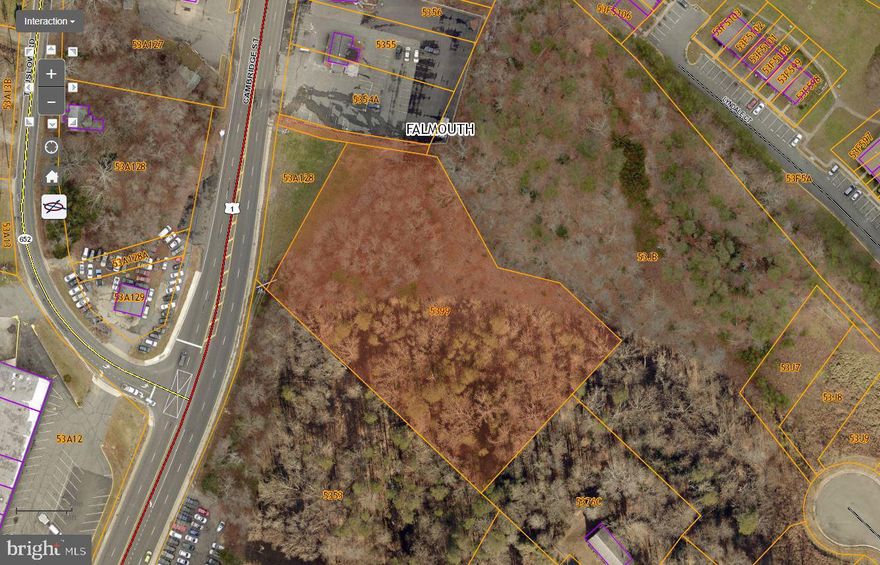 For sale are 2 lots off of Route 1 in Falmouth (Stafford County). There is a wooded 2 acres lot zoned R1 and a 0.0573 acre lot zoned B2 which connects to Route 1. This is raw land. Using your creativity you can have a private home surround by trees.  A home with a walk-out basement would sit nicely. A Survey plat is available. Use 192 Cambridge Street, Fredericksburg, VA 22405 on your GPS for directions. You will see our sign at the entrance to the lots.