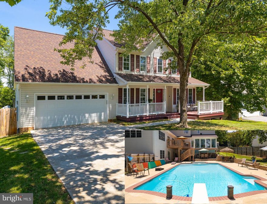 Offer Due by 9PM Friday July 16th. Multiple offers, submit highest and best. This is the home you've been waiting for! Pride of ownership shows in this immaculate Colonial with amazing in-ground pool and spa! Spend hot summer days soaking up the sun as you host BBQs and pool parties in your very own pool. The fun doesn't have to end in summer, as the pool and spa are heated! Huge concrete patio surrounds the pool, plus deck, shaded paver patio, and a shed for storing all your pool toys. Bose sound system conveys, which includes speakers inside and out! ** Inside this 6 bedroom, 3.5 bath home find upgrades everywhere. Upper level offers 4 bedrooms with brand NEW carpet. Find not one but two dream bathrooms, as the primary and full baths have both been completely renovated! Main level offers hardwood floors, enclosed sunroom, gourmet kitchen, two fireplaces, and so much living space. Lower level is fully finished featuring NEW carpet on stairs and in den/home office area, and tile throughout the 2nd family room and 2 bedrooms - perfect for wet feet coming out of the pool! ** Recent updates include roof (2018), main/upper level HVAC (2018), pool replastered (2019), new sunroom AC unit (2021), new heater for spa & pool (2021), new stove (2021), new refrigerator (2019), and more!** Bonus features include 12x20 storage shed with loft and electric, diving board and pool cover, fenced backyard, wet bar/kitchenette rough-in lower level, 80 gallon water heater, natural gas cooking, laundry shoot, central vac, and adorable front porch. **Lovely, quiet neighborhood. Just 3.5 miles to VRE, plus outstanding Stafford County schools. Truly a special home, ready for a new owner!