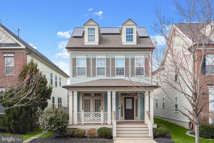 Welcome home to 8820 Gunston Street in Howard County’s most desirable community -  Maple Lawn! This gorgeous four bedroom colonial crafted by luxury home builder Miller & Smith packs an incredible amount of punch for the price. Curb appeal abounds with its full-width front porch and stylish Craftsman railing. Main level highlights include an open-concept layout, beautiful hardwood flooring, detailed moldings, a gas fireplace and custom built-ins galore. The kitchen features white shaker-style cabinetry, granite countertops, stainless steel appliances, and an expansive center island with seating for four. A sliding glass door leads to the custom multi-tiered stone paver patio. A custom welcome center is perfectly placed near the two-car detached garage entrance. 

The upstairs primary suite offers four windows, two spacious walk-in closets, and a luxury en suite bathroom. Two secondary bedrooms with a shared bath and a laundry closet complete the upper level. The lower level boasts a custom wet bar in the main recreation space, custom shelving and stylish barn doors leading to the theater room, plus a guest bedroom and full bathroom. Owned solar panels will provide a substantially reduced energy bill making this home an even better value. Conveniently located close to all major Baltimore/DC commuter routes, and with enviable amenities including a resort-style community pool, tennis courts, pickleball courts, basketball courts, walking trails, state-of-the-art gym and more — you’ll quickly see why Maple Lawn is an award-winning planned community unlike any other in the region.