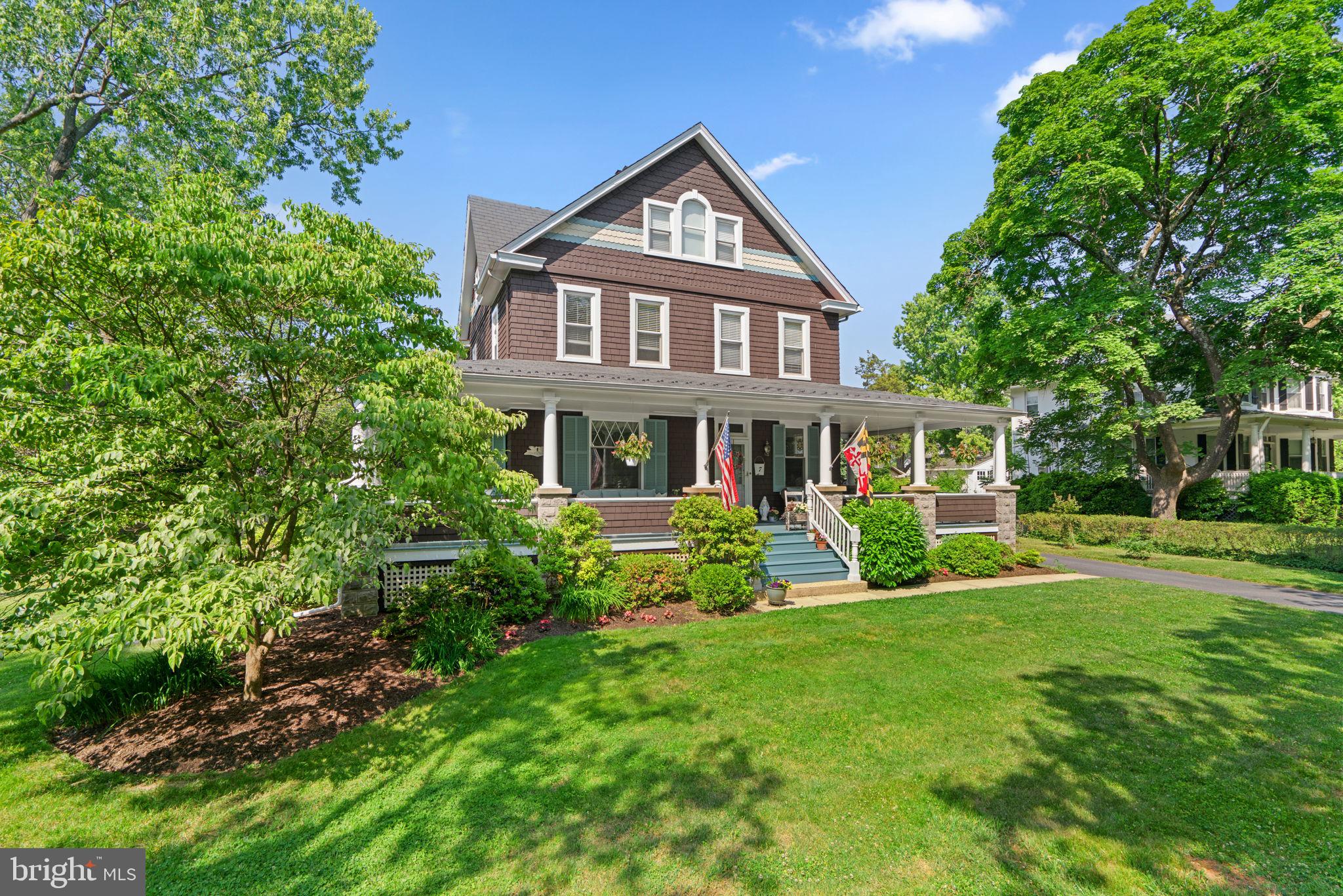 Welcome to 7 Osborne Ave, a captivating farmhouse nestled in the heart of Old Catonsville. This remarkable residence, boasting 6 bedrooms and 2.5 bathrooms, offers a spacious 3,498 square feet of meticulously designed living space that seamlessly blends classic charm with modern touches.
As you approach this beautiful home, the inviting wrap-around porch hints at the warmth and comfort that awaits inside. The interior exudes elegance and character, with a gas fireplace, gleaming wood floors, and bay windows that fill the house with natural light. The large entry foyer welcomes you with built-in shelving, while high ceilings and crown molding add to the beauty.
The updated kitchen features custom-made cabinets, sleek granite countertops, high-end stainless steel appliances, a convenient breakfast bar, and recessed lighting. Off the kitchen, a family room and mud room add a touch of practicality to daily life.
The second floor features a Primary Suite and two large additional bedrooms, plus a hall bath. For added convenience, a laundry room is situated on the second floor. The third level has 3 spacious additional bedrooms.
Outside, the fully fenced yard provides a great space to entertain with a large patio, while the spacious wrap-around porch invites you to relax and enjoy the outdoors. The cedar shake exterior and detached 2-car garage, coupled with a long driveway, complete this charming exterior.
This residence has been lovingly updated, with recent renovations to the kitchen and primary bathroom, ensuring a modern and comfortable living experience. Additionally, the HVAC system has been upgraded, and the exterior cedar shake and trim have been recently painted, ensuring years of worry-free ownership.
Conveniently located, this home is just moments away from the vibrant shopping and dining scenes in both Catonsville and Ellicott City. Outdoor enthusiasts will relish its proximity to the Patapsco Valley State Park, a go-to spot for hiking, biking, and outdoor adventures. For commuters, easy access to major routes including 695, 95, 70, 29, and 100 means that you're well-connected to the broader region.