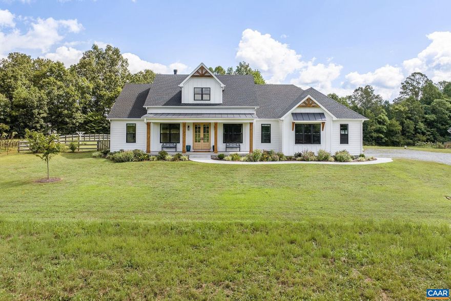 Set among the farms and estates of Scottsville, this 10-acre property offers privacy, thoughtful design, and everyday comfort. The custom-built, all one-level home feels like new, with details that balance craftsmanship and convenience: a wood-burning fireplace with grey fieldstone masonry, 3-panel craftsman doors, and ceramic tile baths including a zero-entry shower with frameless glass enclosure. The kitchen is a standout with upgraded cabinetry, granite countertops, quartz island, tile backsplash, butler?s pantry, and GE appliances. The primary suite features a walk-in closet with granite island. An expansive mudroom with built-in cubbies adds function, while full spray-foam insulation and an energy recovery ventilation system provide efficiency. Outside, the fenced backyard is a private retreat with extensive landscaping, an in-ground pool (heated, for extended seasonal use), and enclosed hot/cold outdoor shower.  Additional detached garage for additional storage or more garage space. Originally designed as a forever home, it?s ready to welcome its next chapter.,Painted Cabinets,Fireplace in Great Room