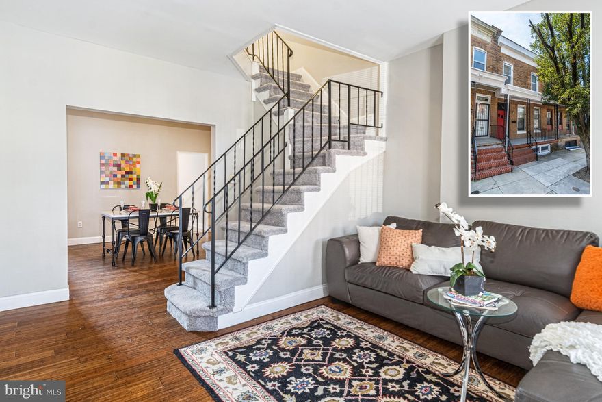 PICTURE PERFECT PORCH FRONT ROWHOME WITH OVER 1,200 SQ. FT. OF LIVING SPACE!  Features include an inviting front porch, spacious living room and separate dining room with hardwood floors, upgraded kitchen with Quartz counters, upper level with 3 bedrooms and 1 full bath, a full basement which is perfect for storage, and a rear deck.  Perfectly located close to Johns Hopkins Homewood campus and convenient to York Rd. and I-83!