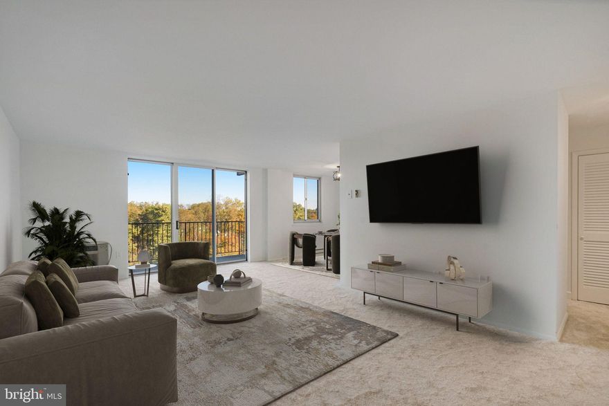 Fresh, move-in ready updates greet you throughout this well maintained Barcroft Hills home. New carpet and paint in 2025 create a polished feel, and large windows draw in great natural light all day. The private balcony adds a little outdoor escape right at home.

The kitchen features stainless steel appliances, quartz countertops, and a stylish tile backsplash. The primary bedroom includes an updated ensuite bath, while the guest bath has been refreshed as well. Thoughtfully placed closets make storage simple and convenient.

Comfort and efficiency are built in with new ceiling fans, A/C units, and updated windows and balcony doors.

Residents enjoy a secure building with onsite management, pool, tennis court, party room, laundry facilities, elevator, and permitted off-street parking. HOA dues cover all utilities, keeping monthly expenses predictable. Pets are welcome.

Just steps from shops and dining, with easy access to bus routes along Route 7 and the East Falls Church Metro. Seven Corners, Baileys Crossroads, and DC are all within a short drive.

Updated, well cared for, and thoughtfully designed, this home is ready for its next owner to enjoy. Virtually staged.