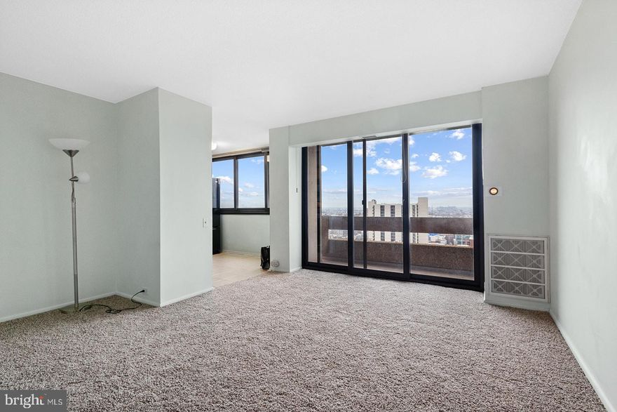 Step into the welcoming embrace of this sunlit one-bedroom condo in the heart of Center City! Revel in breathtaking views from the 17th-floor vantage point. The entrance boasts pristine luxury flooring, ample storage space, and the convenience of an in-unit washer/dryer. Your journey continues into the expansive living, dining, and kitchen area, seamlessly flowing onto a private balcony. Discover a spacious bedroom, complete with a walk-in closet, Juliet balcony and a recently updated bathroom around the corner. Situated mere steps from the Avenue of the Arts and a short stroll from Washington Square and Rittenhouse Square, Center City One has a 24 hour front desk concierge and places you at the epicenter of Philadelphia's vibrant cultural scene. Immerse yourself in the city's finest restaurants, shops, and easily accessible public transportation.  Schedule your showing today—this gem won't be available for long!