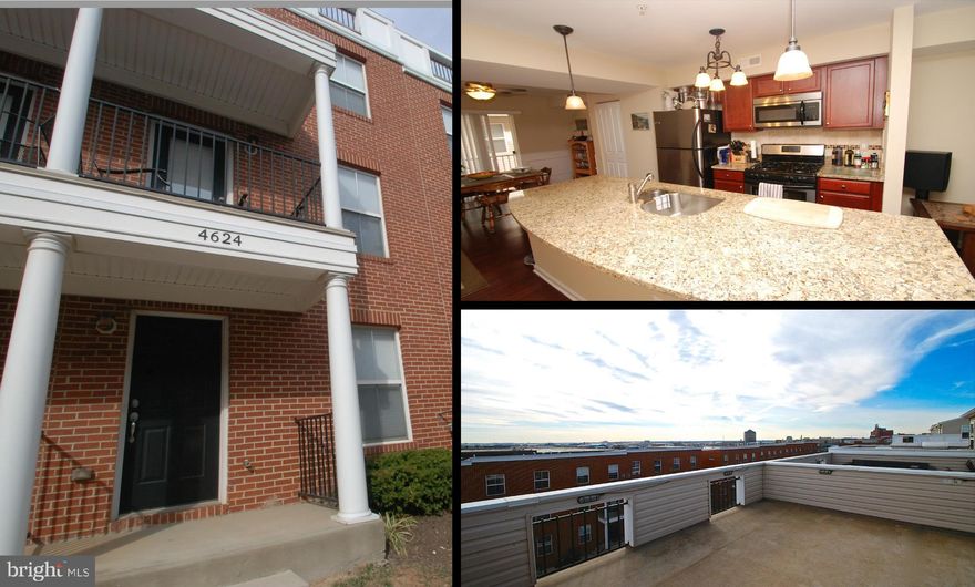 GARAGE TOWNHOME IN ATHENA SQUARE. 3 BEDRMS & 2.5 BATHS. GOURMET KITCHEN W/ LARGE GRANITE ISLAND, STAINLESS STEEL APPLS, CERAMIC BACKSPLASH & HARDWD FLRS ON THE MAIN LEVEL.  ROOFTOP DECK W/ INCREDIBLE VIEWS OF THE CITY SKYLINE.  LARGE BEDRMS INCLUDING  A WALK-IN CLOSET IN THE MASTER BEDROOM AND PLENTY OF STORAGE IN THE HOUSE & GARAGE. 3 CEILING FANS.  CLOSE TO 95, JOHNS HOPKINS & CANTON CROSSING.