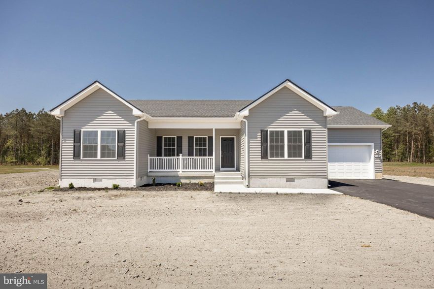 Are you ready to make the move? This beautiful new construction home is complete and ready for its new owner! Located in Laurel, Delaware, this 3-bedroom, 2-bath rancher sits on a spacious .75-acre lot, offering comfort, privacy, and room to enjoy. The home backs to peaceful wooded land, creating a quiet setting while still offering convenient access to nearby town amenities, shopping, dining, schools, and major routes.Inside, the open-concept layout connects the living room, dining area, and kitchen, giving the home a bright and welcoming feel. The added sunroom provides extra living space and is the perfect spot for morning coffee, relaxing, reading, or enjoying views of the backyard. Whether you are looking for low-maintenance new construction, a little more space, or a fresh place to call home, this property is full of possibilities.
Drive by and take a look—you’ll love the location, layout, and peaceful setting. Schedule your tour today!